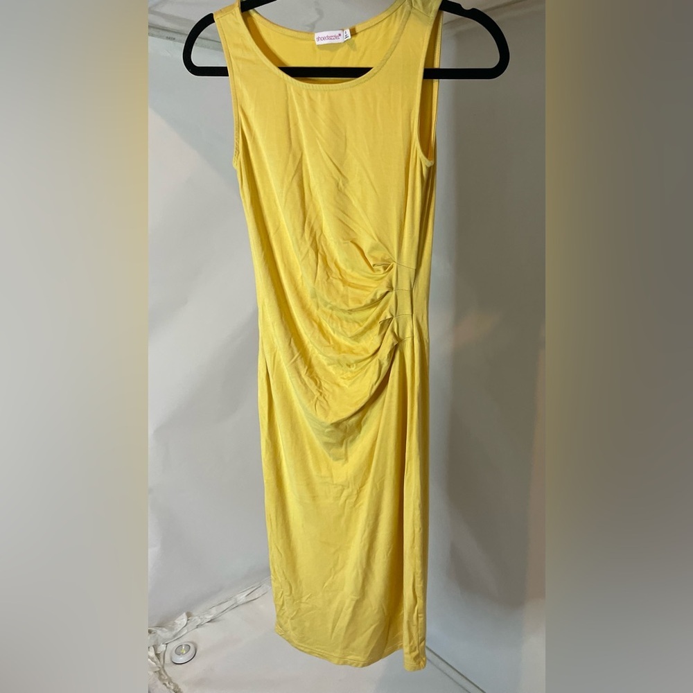 Shoe dazzle Yellow Draped Dress sleeveless stretchy size xsmall